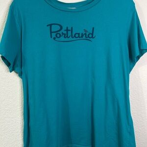 Little Bay Root Portland Oregon Teal Short Sleeve Graphic Tee Plus Size XXL